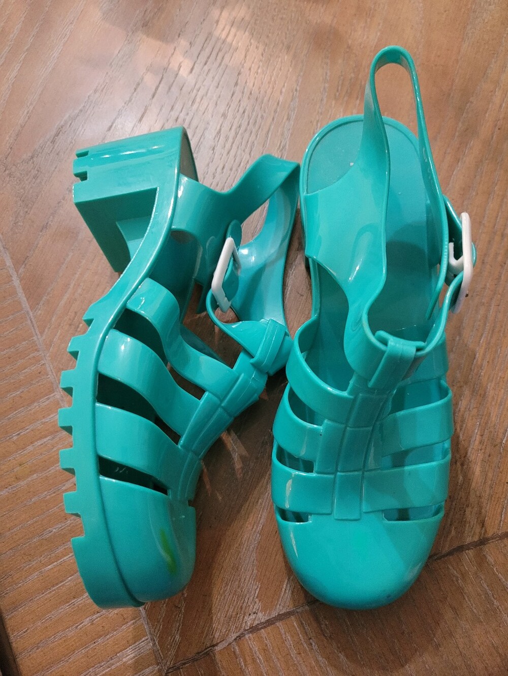 Pandora Teal Jelly Platform Size 7.5